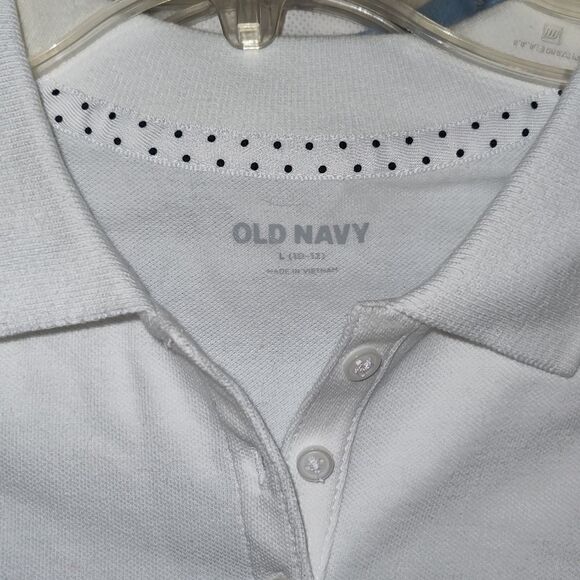 Lot of 2 Old Navy shirt polo uniform long sleeve Large (10-12) Blue And White - Picture 7 of 8